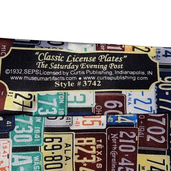 The Saturday Evening Post License Plates Tie - #3742 - Silk - Picture 2 of 6
